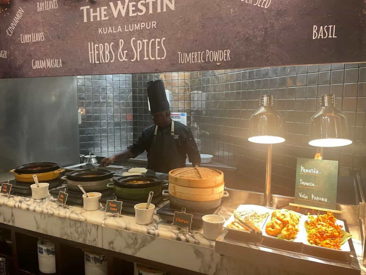 the Indian food station at the Westin KL buffet breakfast
