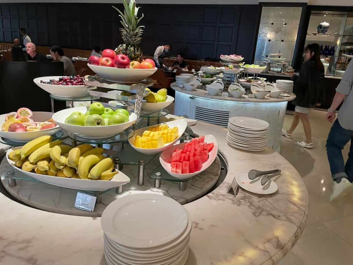 there is lots of fresh fruit at the breakfast buffet at Ritz Carlton Kuala Lumpur